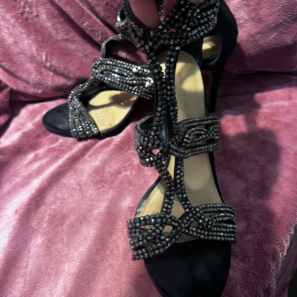 Antonio Melanin Black Paloma Rhinestone Heels